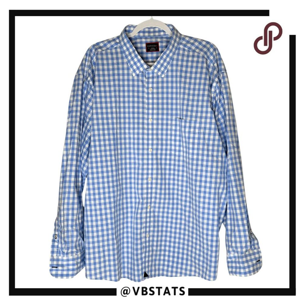 UNTUCKit Men's Camelo Gingham Classic Long Sleeve Button Up Shirt Blue Size XXXL